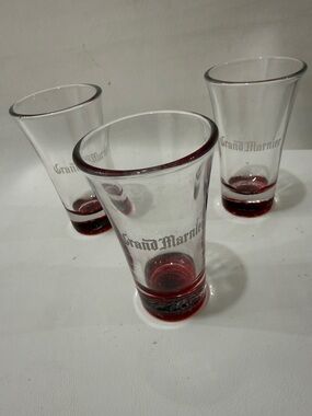 Grand Marnier Shot Glasses Orange Flavored Liquer 2 Oz Each 3 1/2 In Tall Set 3